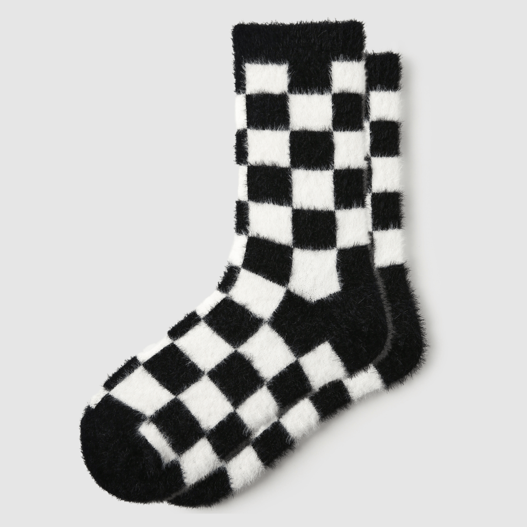 Renaissance Socks Crew Socks 35-39 Fluffy Checkmate Socks