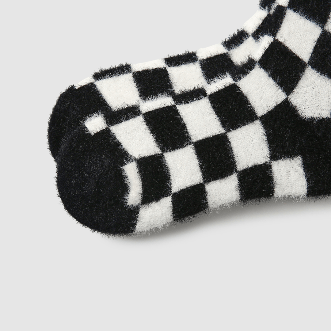 Renaissance Socks Crew Socks 35-39 Fluffy Checkmate Socks