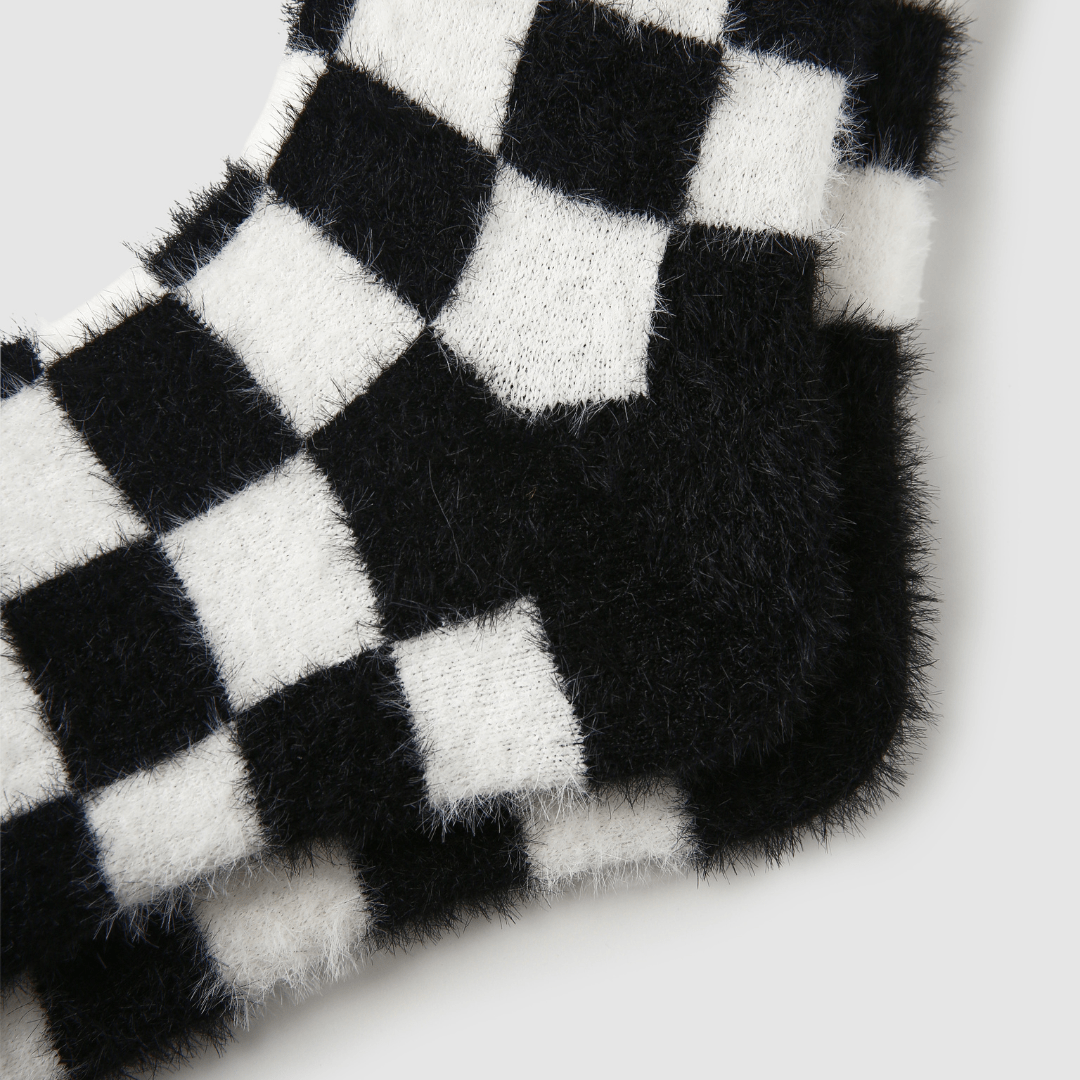 Renaissance Socks Crew Socks 35-39 Fluffy Checkmate Socks