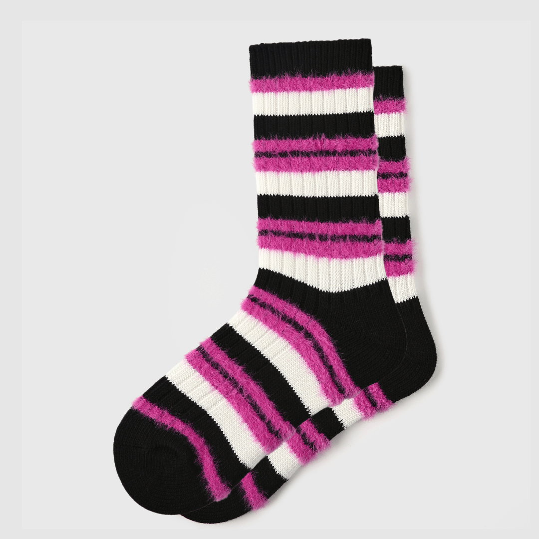 Renaissance Socks Crew Socks 35-39 Fuzzy Striped Crew Socks