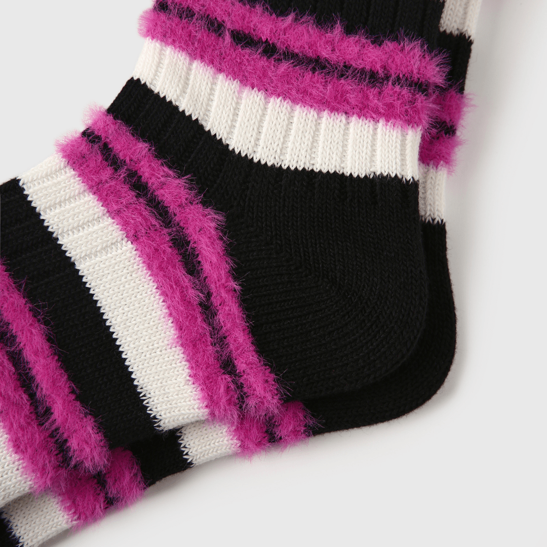 Renaissance Socks Crew Socks 35-39 Fuzzy Striped Crew Socks