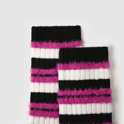 Renaissance Socks Crew Socks 35-39 Fuzzy Striped Crew Socks