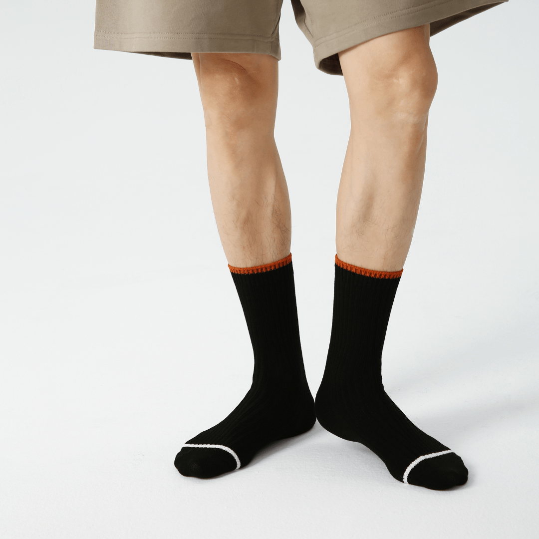 Renaissance Socks Crew Socks Men's Black Textured Crew Socks