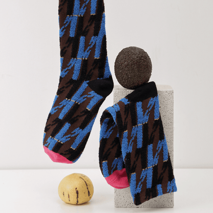 Renaissance Socks Crew Socks 35-39 Midnight Houndstooth Wooly Socks