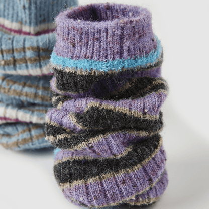 Renaissance Socks Crew Socks 35-39 Purple Stripe Wool Blend Socks