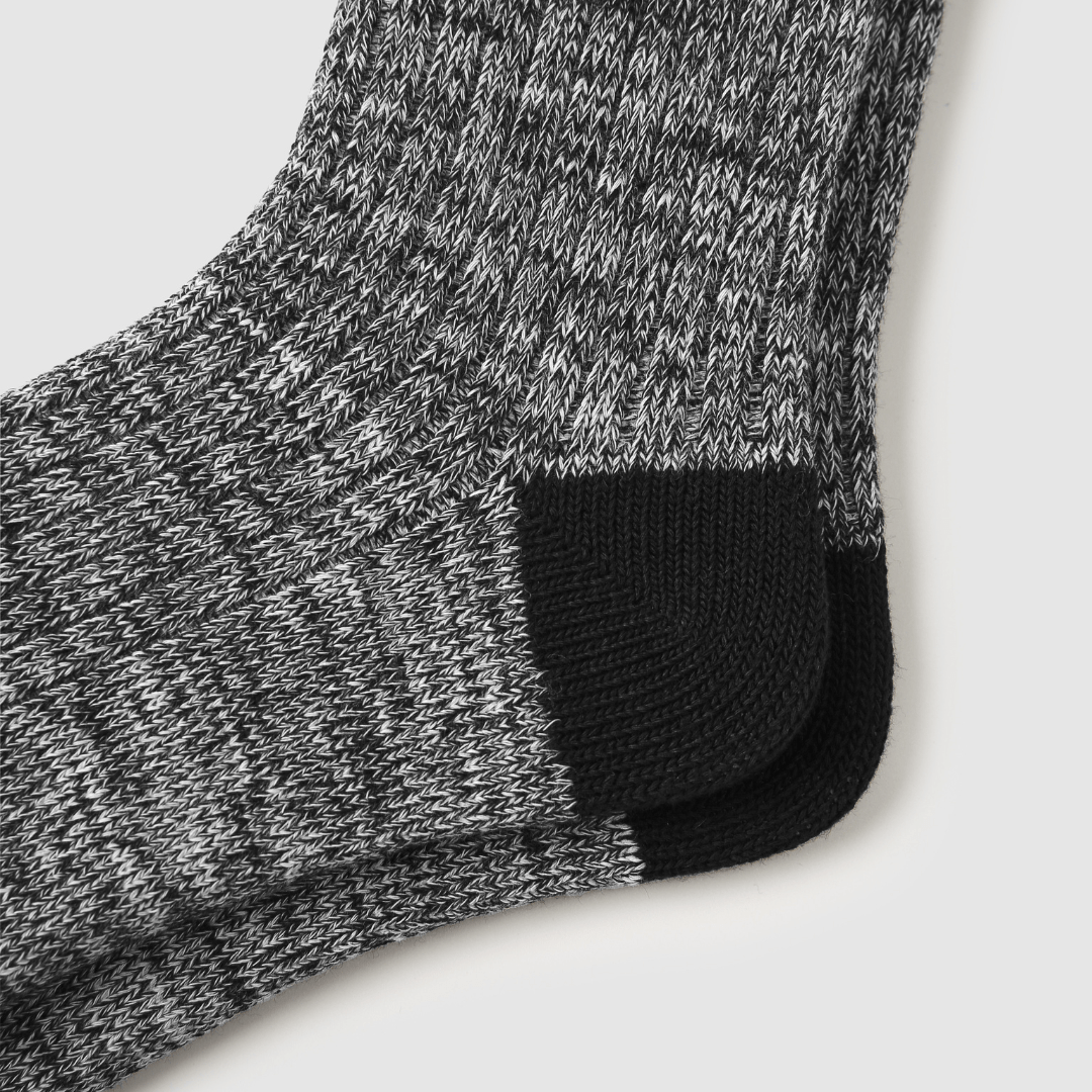 Renaissance Socks Crew Socks 35-39 Textured Lightweight Socks - Gray with Black