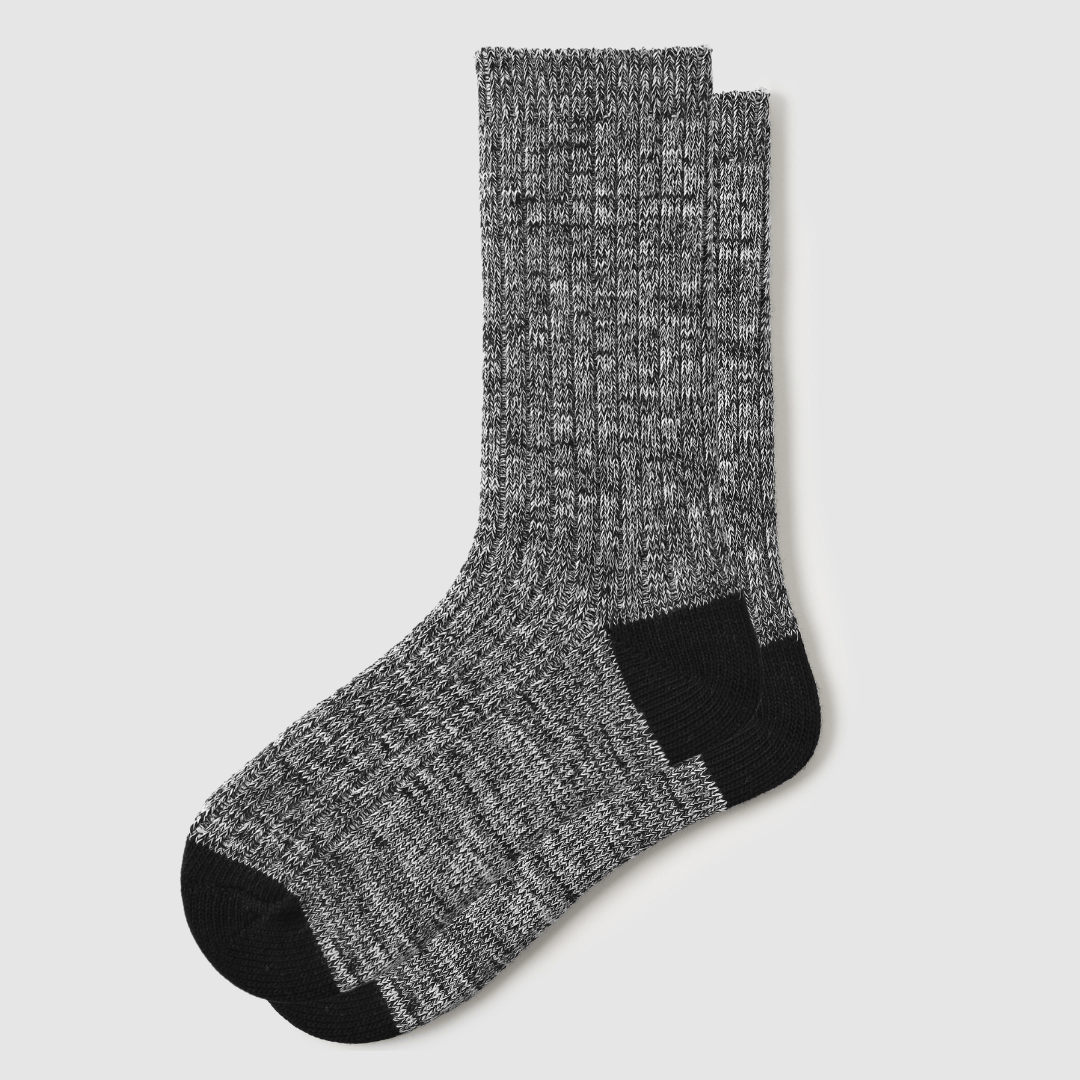 Renaissance Socks Crew Socks 35-39 Textured Lightweight Socks - Gray with Black