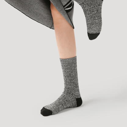 Renaissance Socks Crew Socks 35-39 Textured Lightweight Socks - Gray with Black