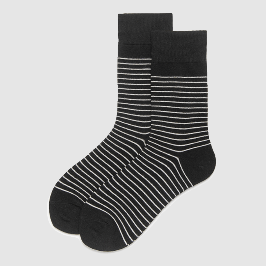 Renaissance Socks Crew Socks 4-12.5 Unisex Black & White Striped Crew Socks