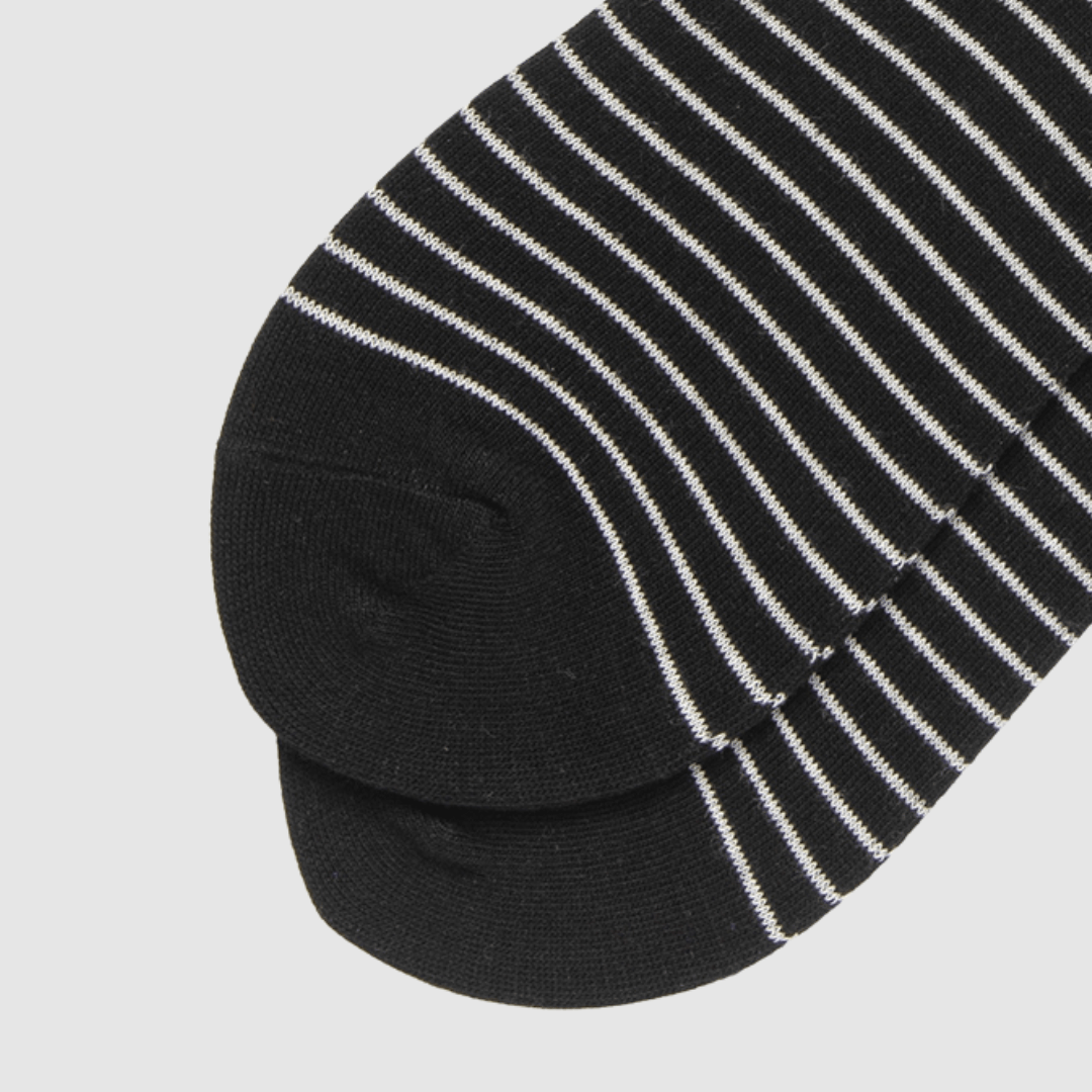 Renaissance Socks Crew Socks 4-12.5 Unisex Black & White Striped Crew Socks