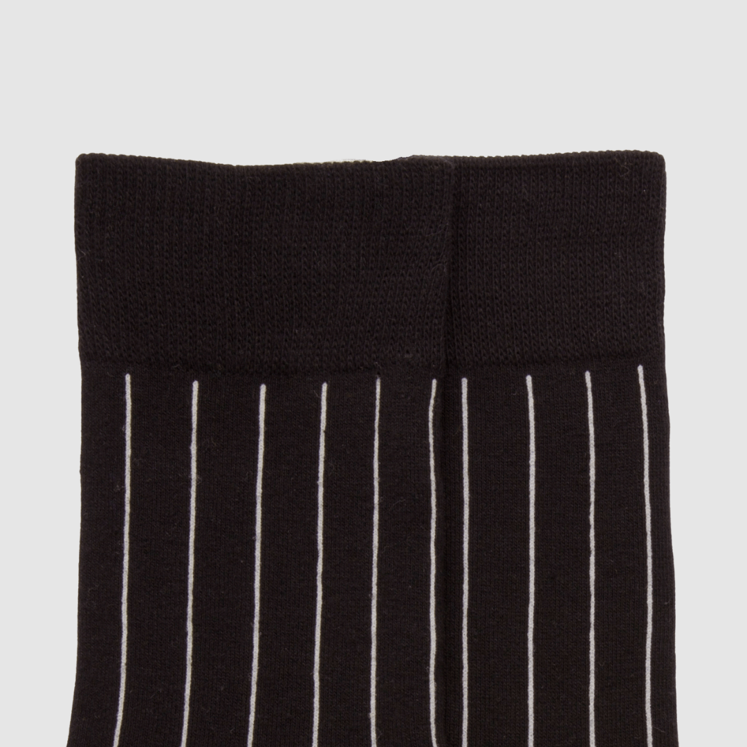 Renaissance Socks Crew Socks 4-12.5 Unisex Black & White Striped Crew Socks