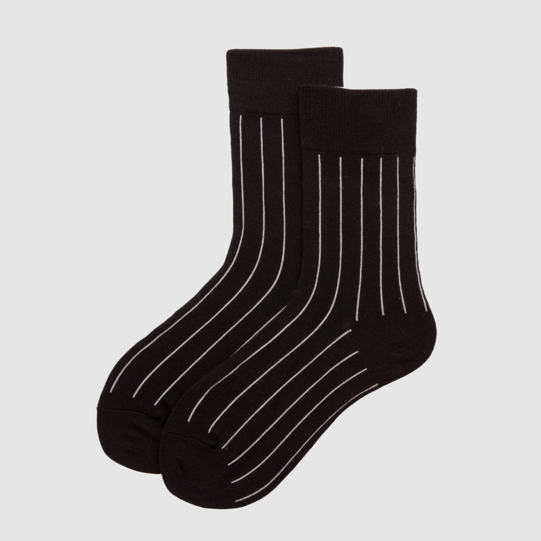 Renaissance Socks Crew Socks 4-12.5 Unisex Black & White Striped Crew Socks