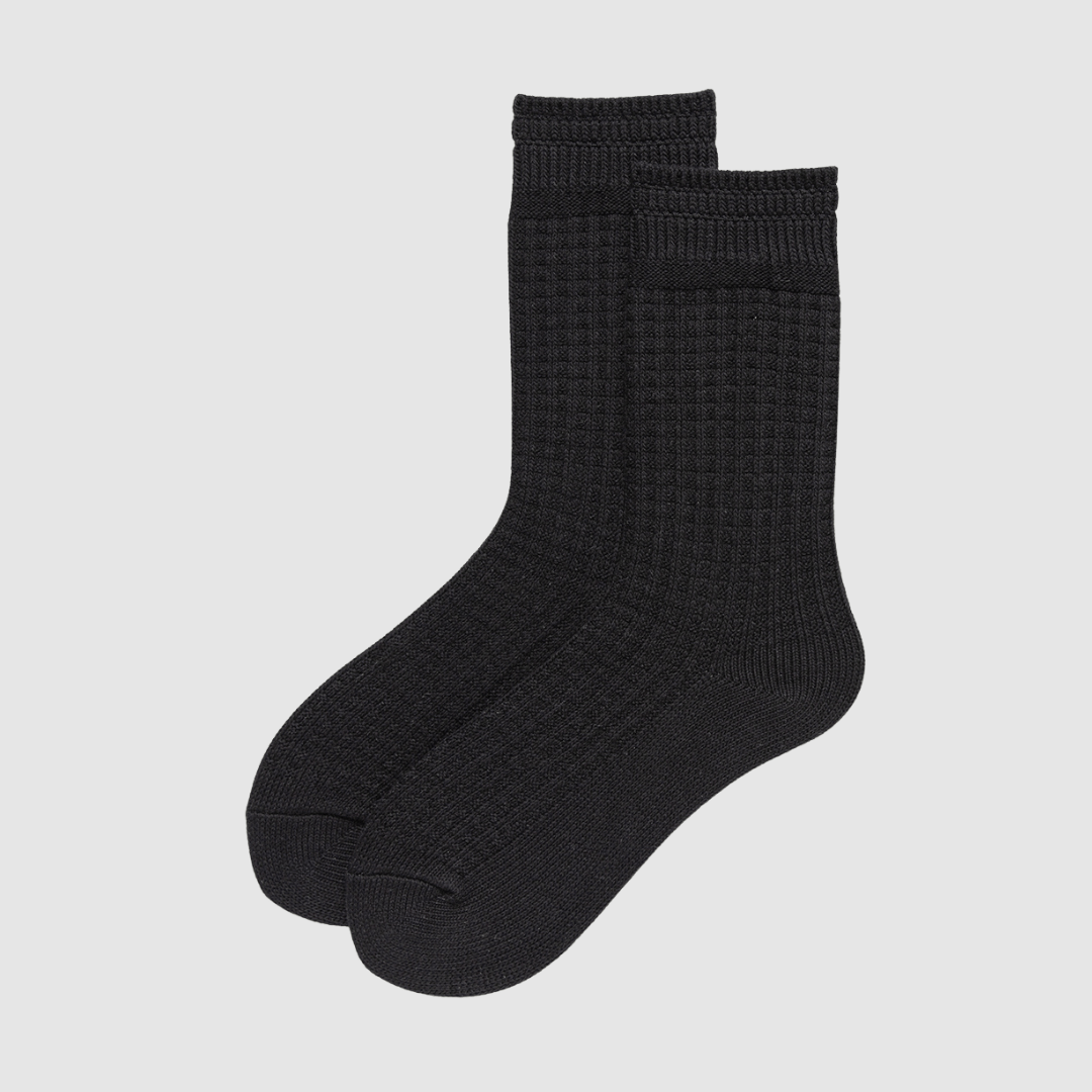 Renaissance Socks Crew Socks 6-12.5 / Black Unisex Lightweight Textured Socks - Black