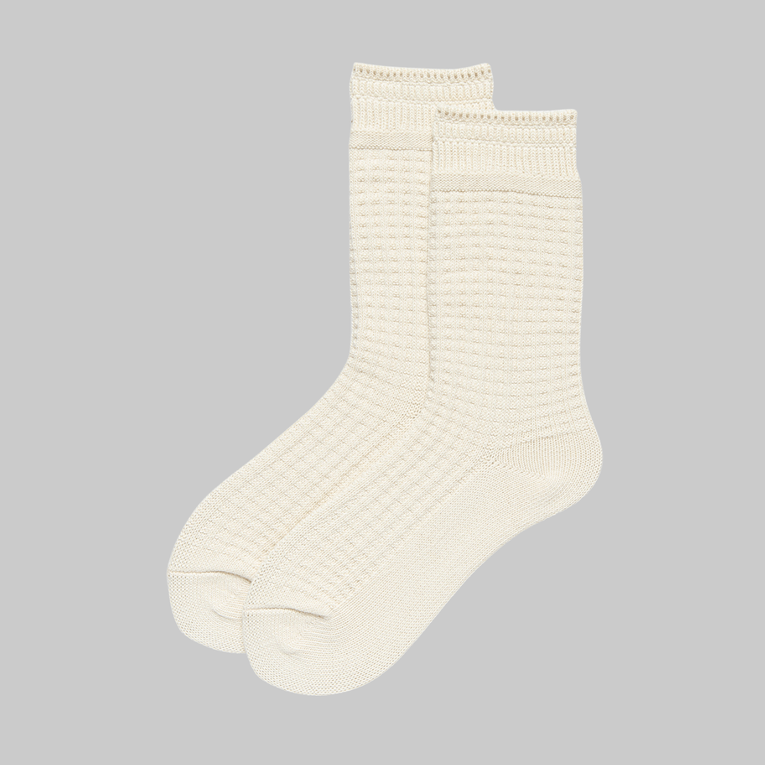 Renaissance Socks Crew Socks 6-12.5 / Cream Unisex Lightweight Textured Socks - Cream