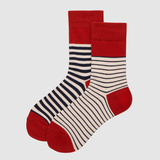 Renaissance Socks Crew Socks 4-12.5 Unisex Mismatched Striped Crew Socks