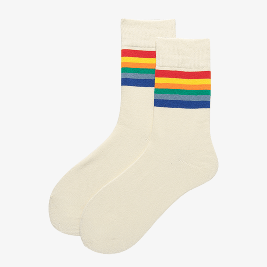 Renaissance Socks Crew Socks 6-12.5 Unisex Rainbow Striped Socks