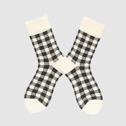 Renaissance Socks Crew Socks 4-10 Women's Black & White Plaid Crew Socks