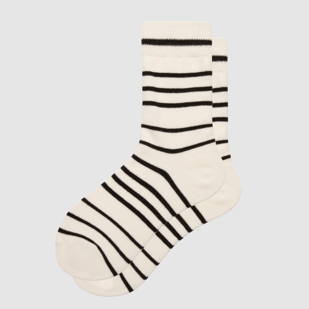 Renaissance Socks Crew Socks 4-10 Women's Black & White Striped Crew Socks