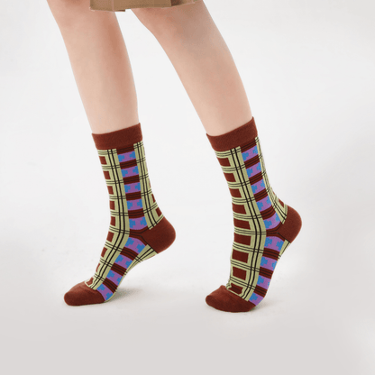 Renaissance Socks Crew Socks Women's Classic Plaid Crew Socks