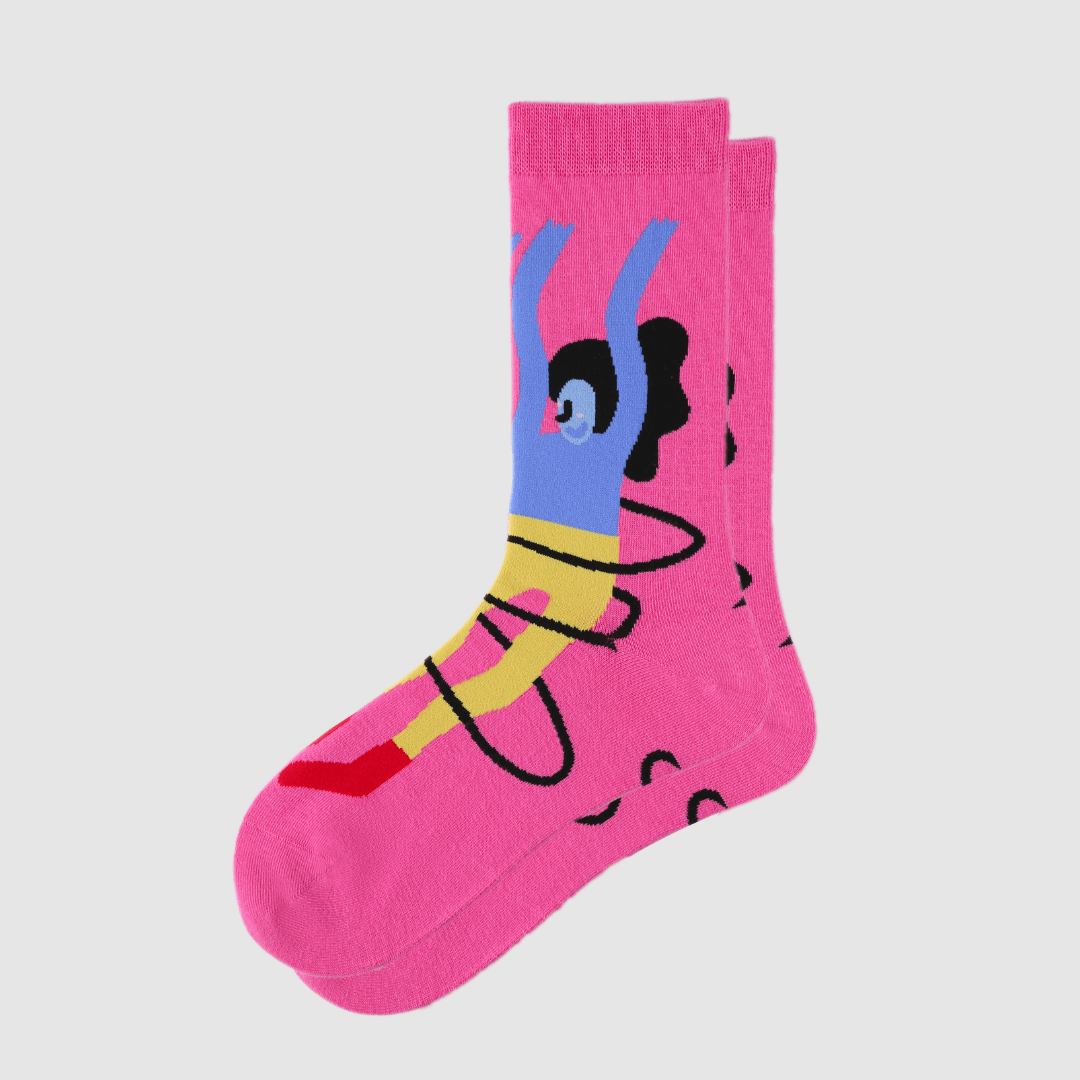 Renaissance Socks Crew Socks 4-10 / Pink Women's Hula Hoop Girl Crew Socks