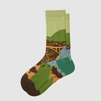 Renaissance Socks Crew Socks 4-10 / Hillside Bridge Women's Landscape Crew Socks