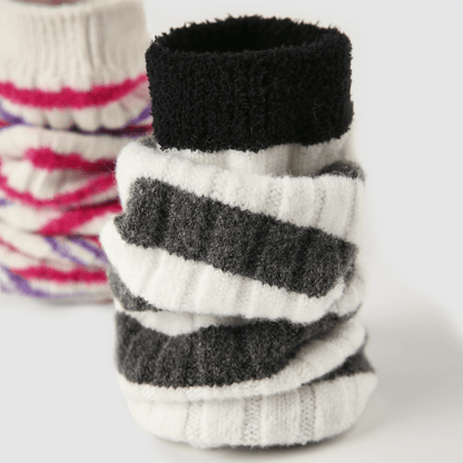 Renaissance Socks Crew Socks 4-10 Women's Merino Wool Blend Black & White Striped Socks