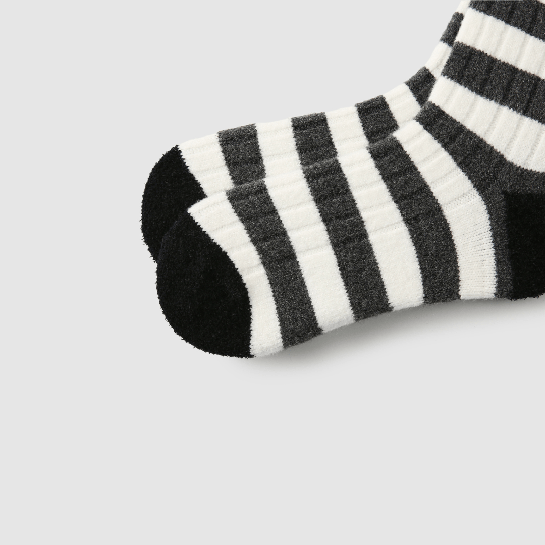 Renaissance Socks Crew Socks 4-10 Women's Merino Wool Blend Black & White Striped Socks