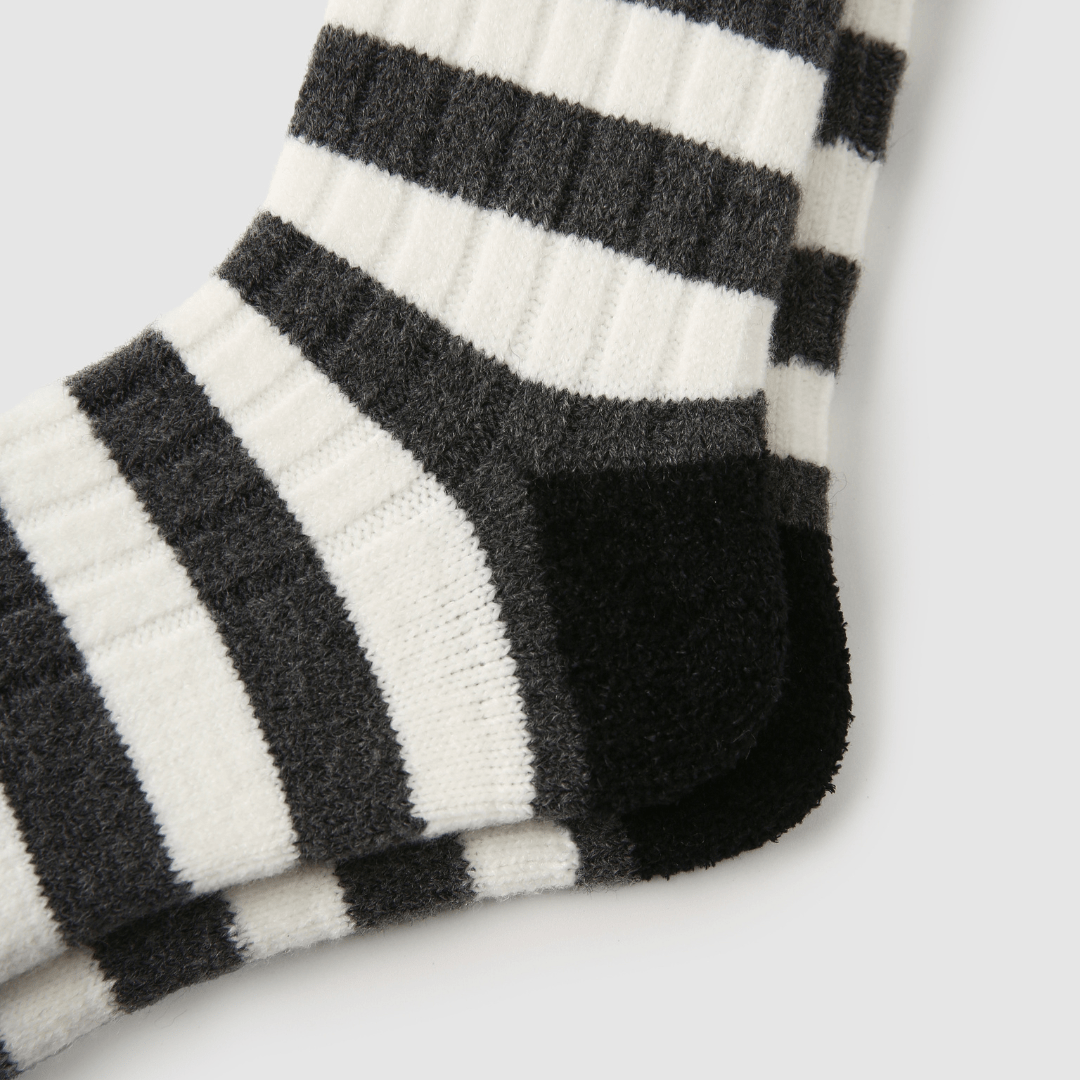 Renaissance Socks Crew Socks 4-10 Women's Merino Wool Blend Black & White Striped Socks