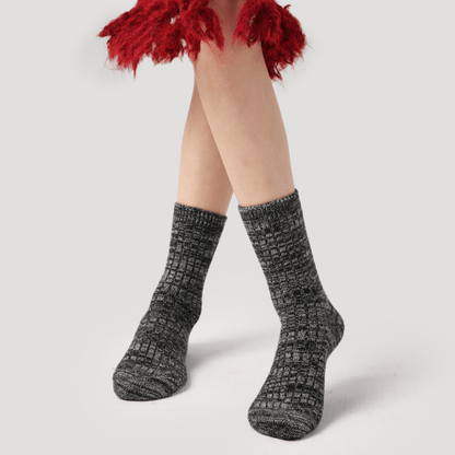 Renaissance Socks Crew Socks 4-10 Women's Merino Wool Blend Striped Crew Socks - Dark Gray