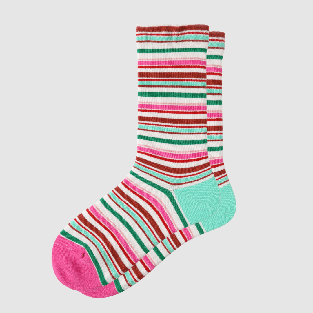 Renaissance Socks Crew Socks 4-10 / Pink Women's Pink Striped Crew Socks