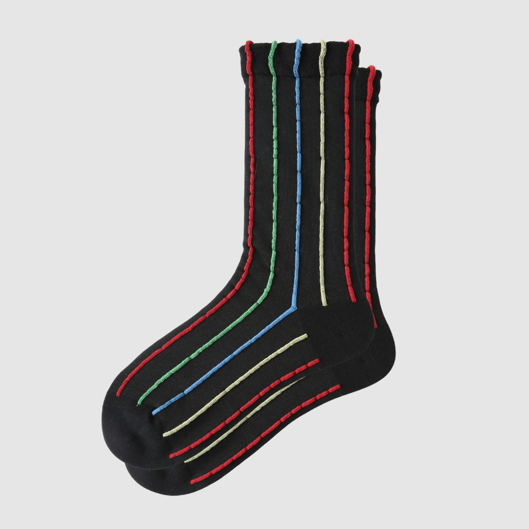 Renaissance Socks Crew Socks Women's Vintage Crew Socks - Black Striped