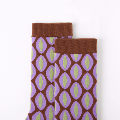 Renaissance Socks Crew Socks Women's Vintage Crew Socks - Purple Dotted