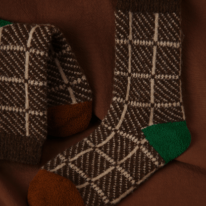 Renaissance Socks Crew Socks 35-39 Yuletide Tartan Wool Blend Socks