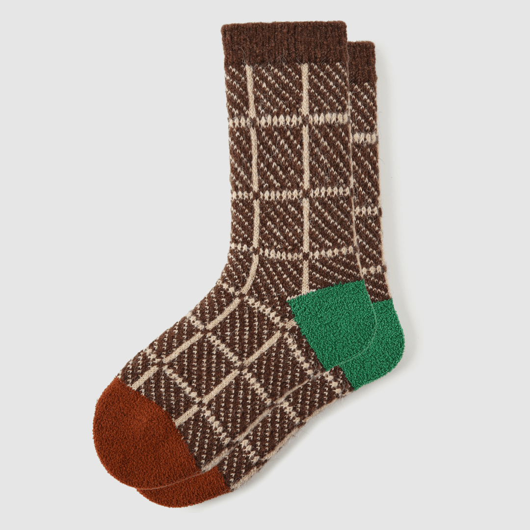 Renaissance Socks Crew Socks 35-39 Yuletide Tartan Wool Blend Socks