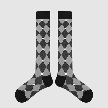 Renaissance Socks Knee-high Socks 35-39 Women's Plaid Knee High Socks